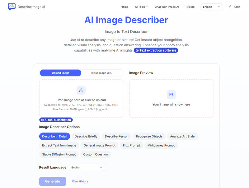 describeimage ai photo description generator free