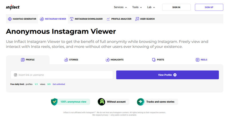 inflact view instagram without account